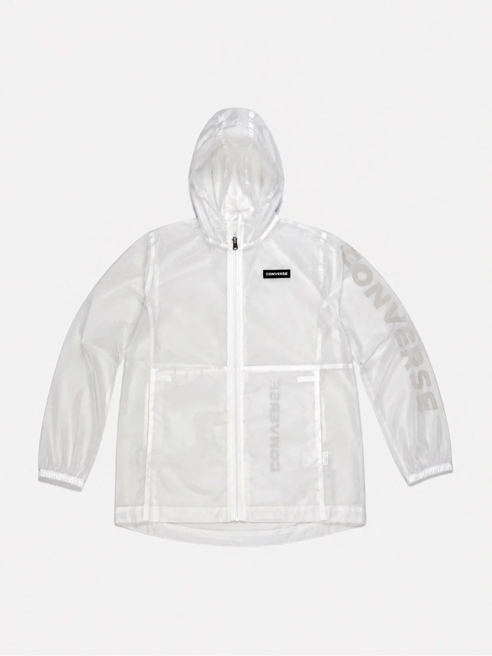 Converse Sheer White Hooded Windbreaker Jacket Youth Medium 10 NWT Rare
